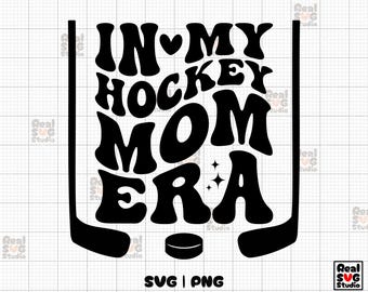 Retro Hockey Mom Era SVG PNG: Groovy wellenförmiges Design