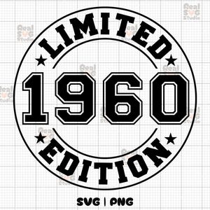 May include: Black and white graphic design with the text "LIMITED EDITION 1960" in a circle.