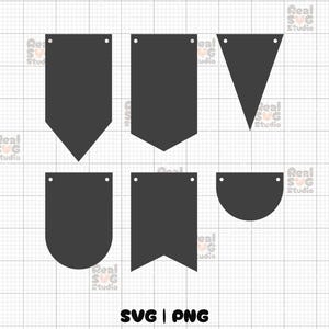 Bunting Banner Bundle SVG PNG | Garland Banner Cuttable Template | Birthday Party Banner | Scallop Banner Bunting | Banner Template Svg