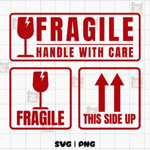 Fragile SVG PNG, Fragile druckbare Aufkleber SVG, Fragile Mail Verpackung Aufkleber Vorlage, Side Up SVG, Handle with Care svg Png für Cricut