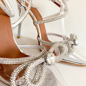 Transparent Shoes, High Heel Shoes, Wedding Shoes, Vinyl Slingbacks Shoes, Bridal Shoes, Women Shoes Ankle Strap Shoes, Cyristal Stone Shoes