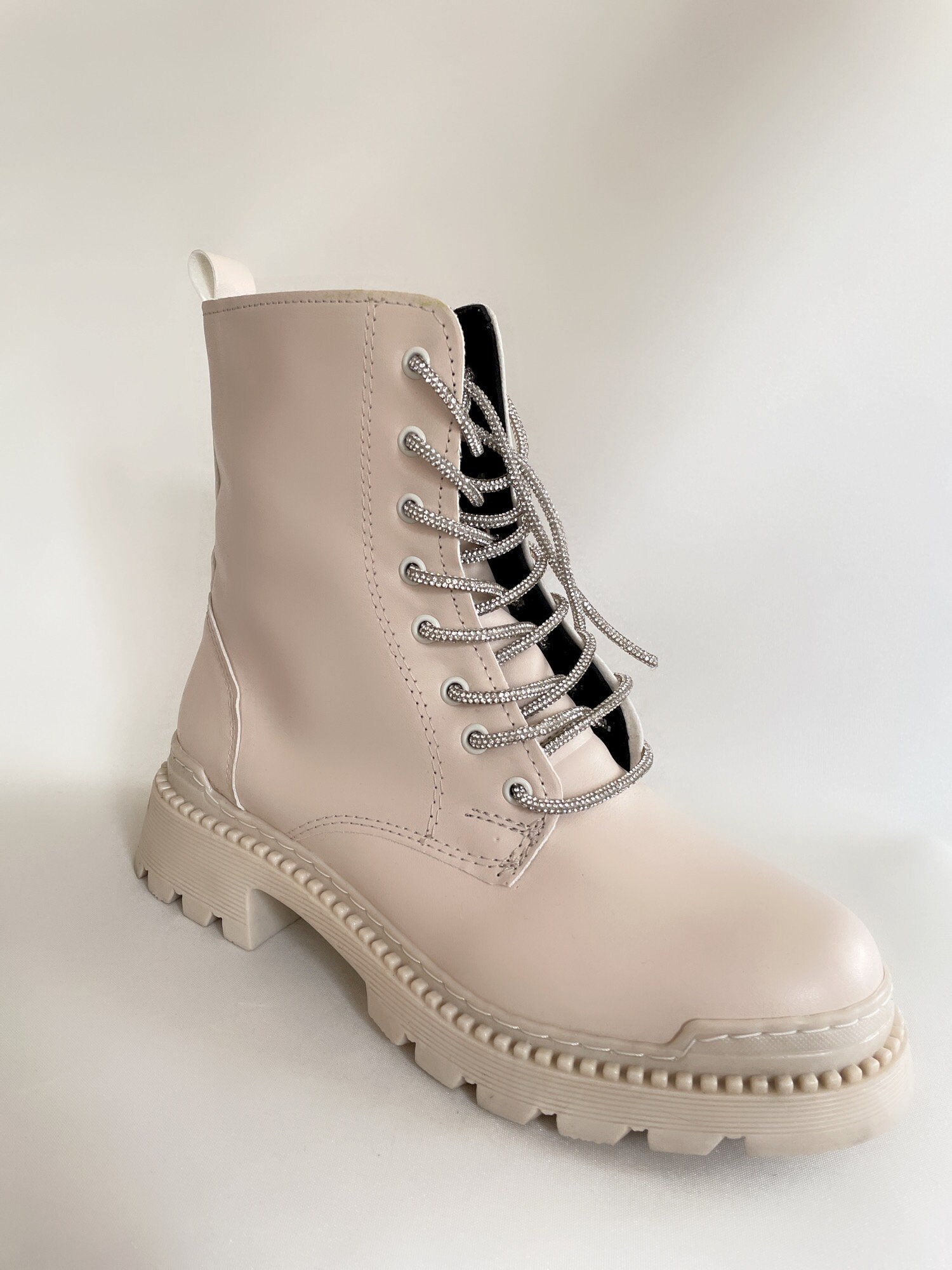 Beige biker boots sale