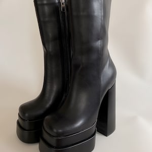 Nieuwe damespumps, dubbele plateaulaarzen, superhoge hakken, ritssluiting, enkellaarzen, zwarte laarzen, damesgeschenken, herfst- en winterschoenen