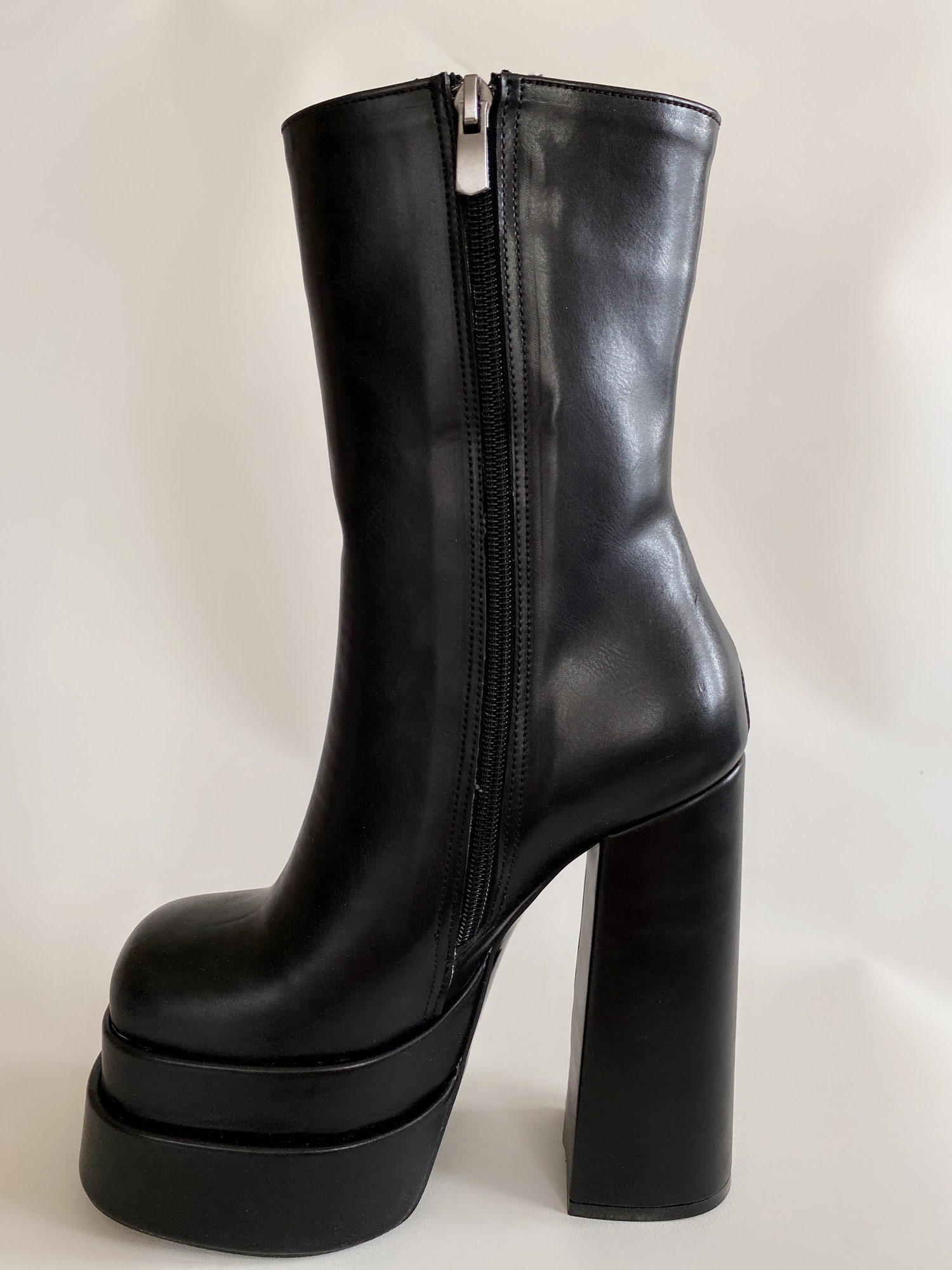 New Women Pumps, Double Platform Boots, Super High Heels, Zipper ...