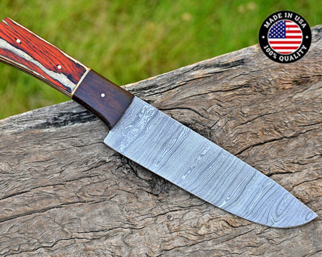 Rustic Chef Knife Custom Handmade Damascus Steel Chef Etsy