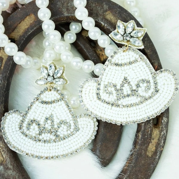 Beaded Cowboy Hat Earrings Etsy