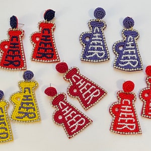 Cheer Earrings/Megaphone Earrings/Beaded Earrings/Game Day Earrings
