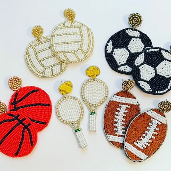 Beaded Soccer Earrings Etsy