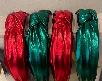 Red Christmas Knot Headband/Green Knot Christmas Headband/Christmas Holiday Headband/Knot Headband/Red and Green Headband