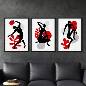 3pc Red and Black Art Prints, Printable Wall Art, Red Wall Art, Red home decor, Red and Black Wall Art, Living room prints, Red living room