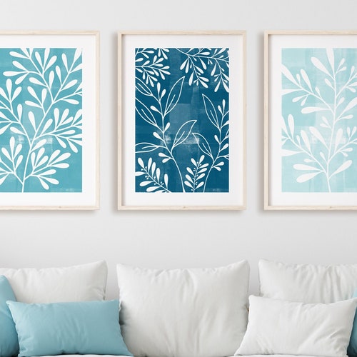 3pc Beach House Art Beach House Wall Decor Teal Wall Art Etsy