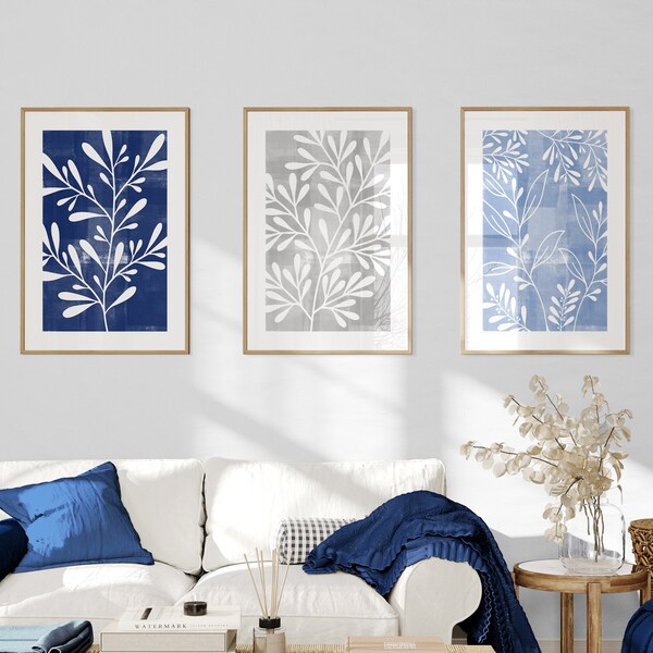 Blue Grey Wall Art Etsy
