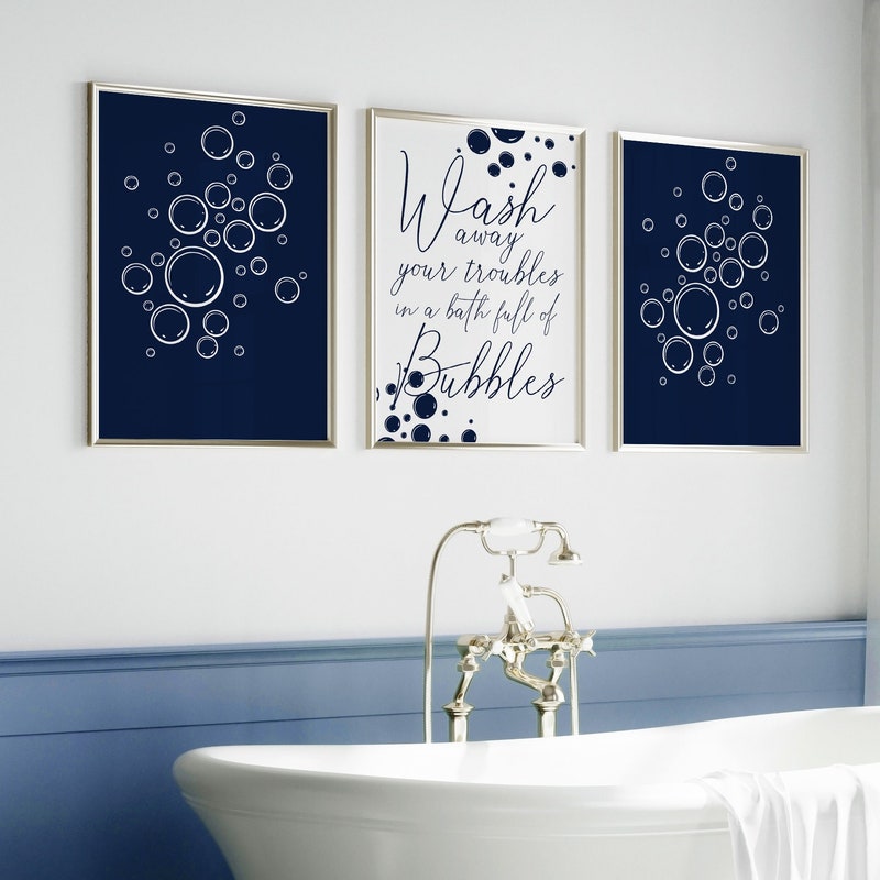 Navy Blue Bathroom Etsy