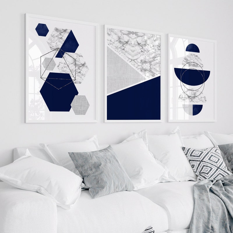 Blue Gray Wall Art Etsy