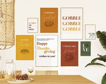 Set of 8 Thanksgiving quotes, Autumn decor, Thanksgiving decorations, Fall Wall Decor, Thanksgiving printable, thanksgiving art, harvest