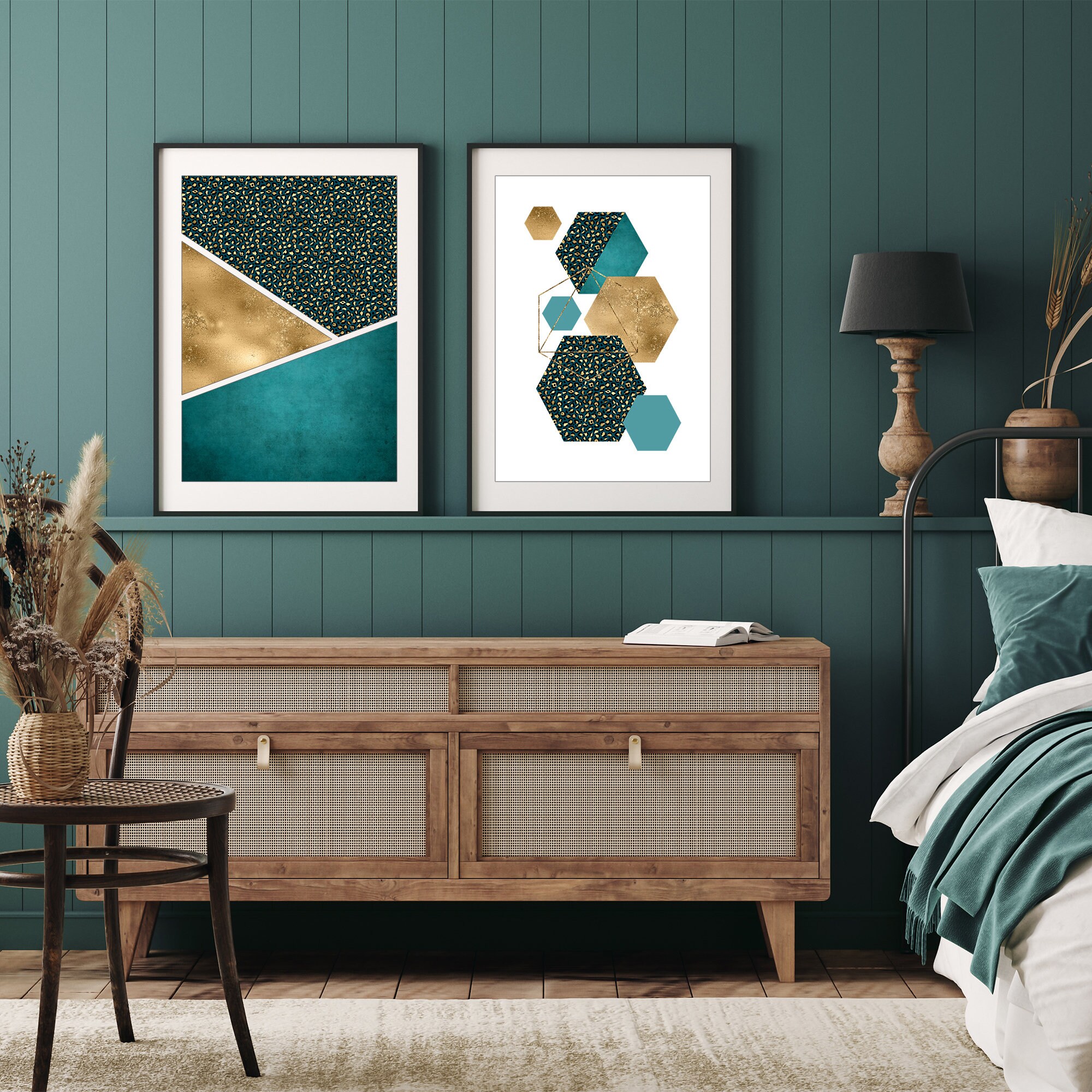 Teal and Gold Wall Art Teal and Gold Decor Teal Wall Art Etsy