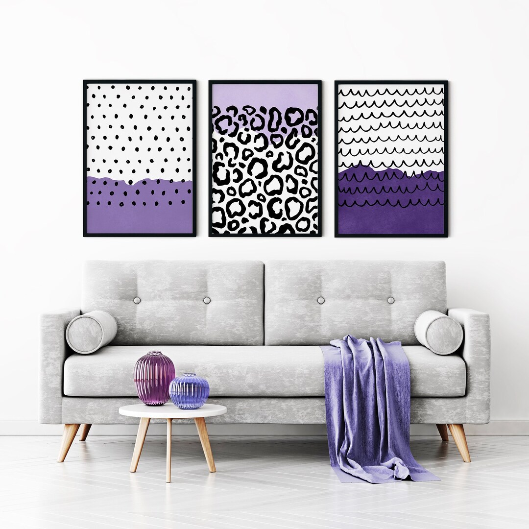 Purple and Black Art, Purple Abstract Prints, Printable Wall Art