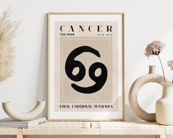 Cancer Zodiac Print, Boho Cancer Print, Cancer wall print, Cancer Zodiac Gifts, Cancer printable art, Star Sign Print, Boho Wall Decor
