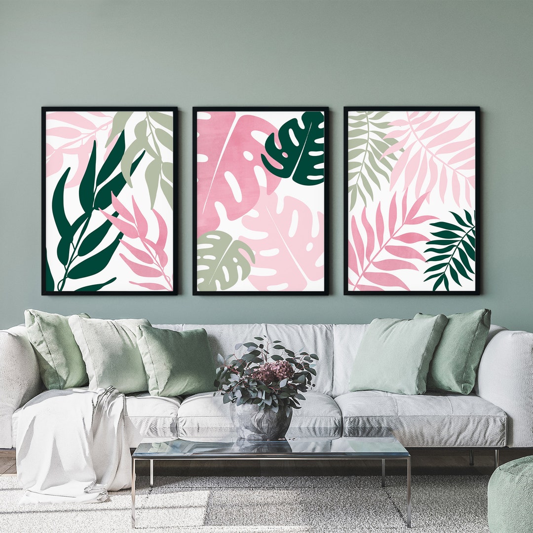 Sage Green and Pink Wall Art, Pink and Green Print, Pinks and Greens