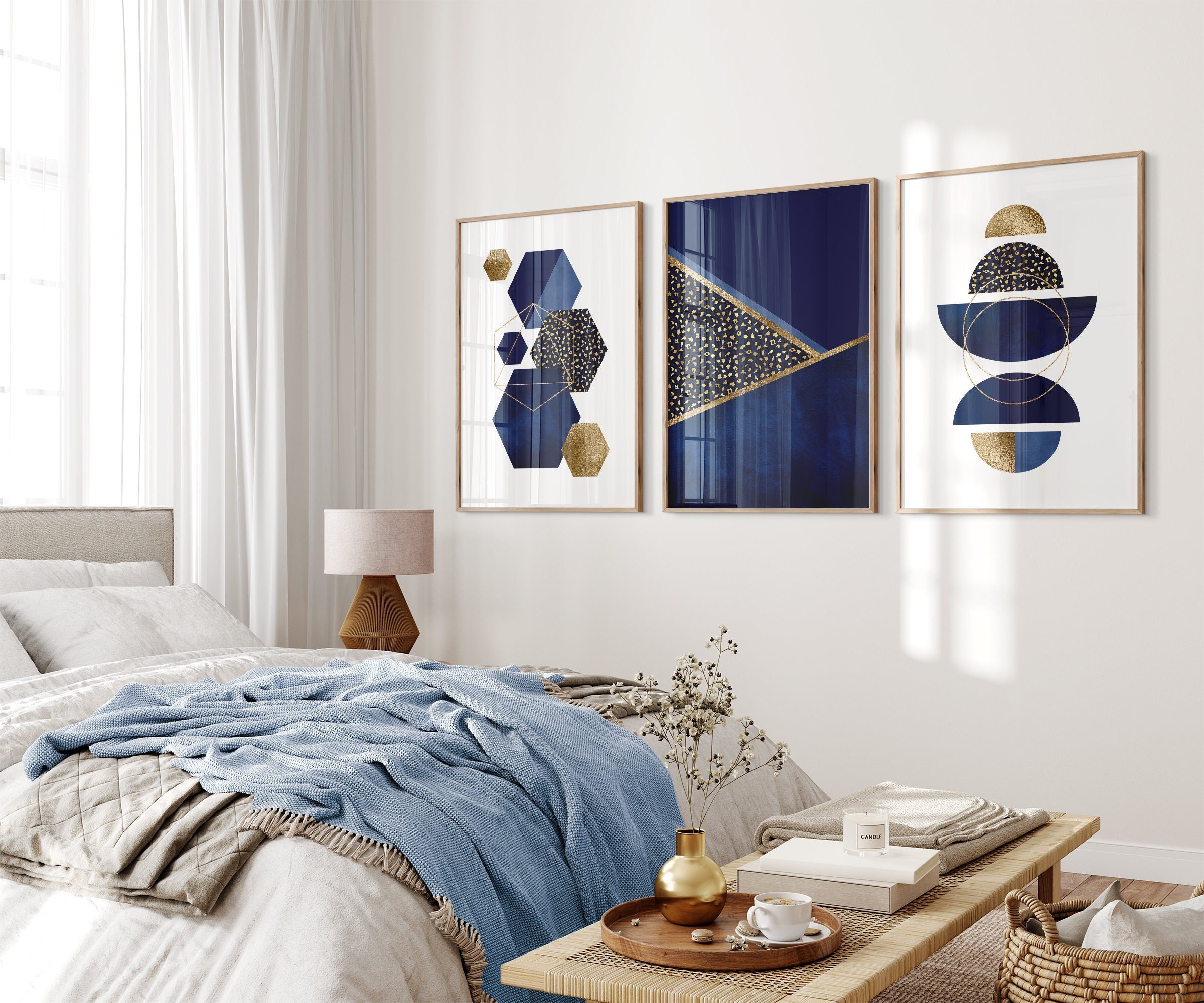 Blue and Gold Wall Art, Blue and Gold Decor, Blue and Gold