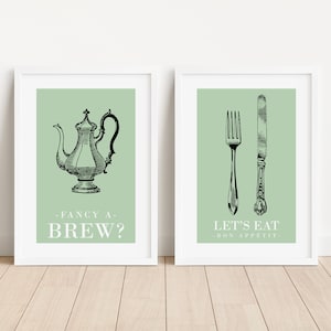 2pc Sage Green Kitchen Prints, Farmhouse Kitchen decor, country kitchen art, Kitchen Printables, Green Wall Art, Kitchen Art, Kitchen quote