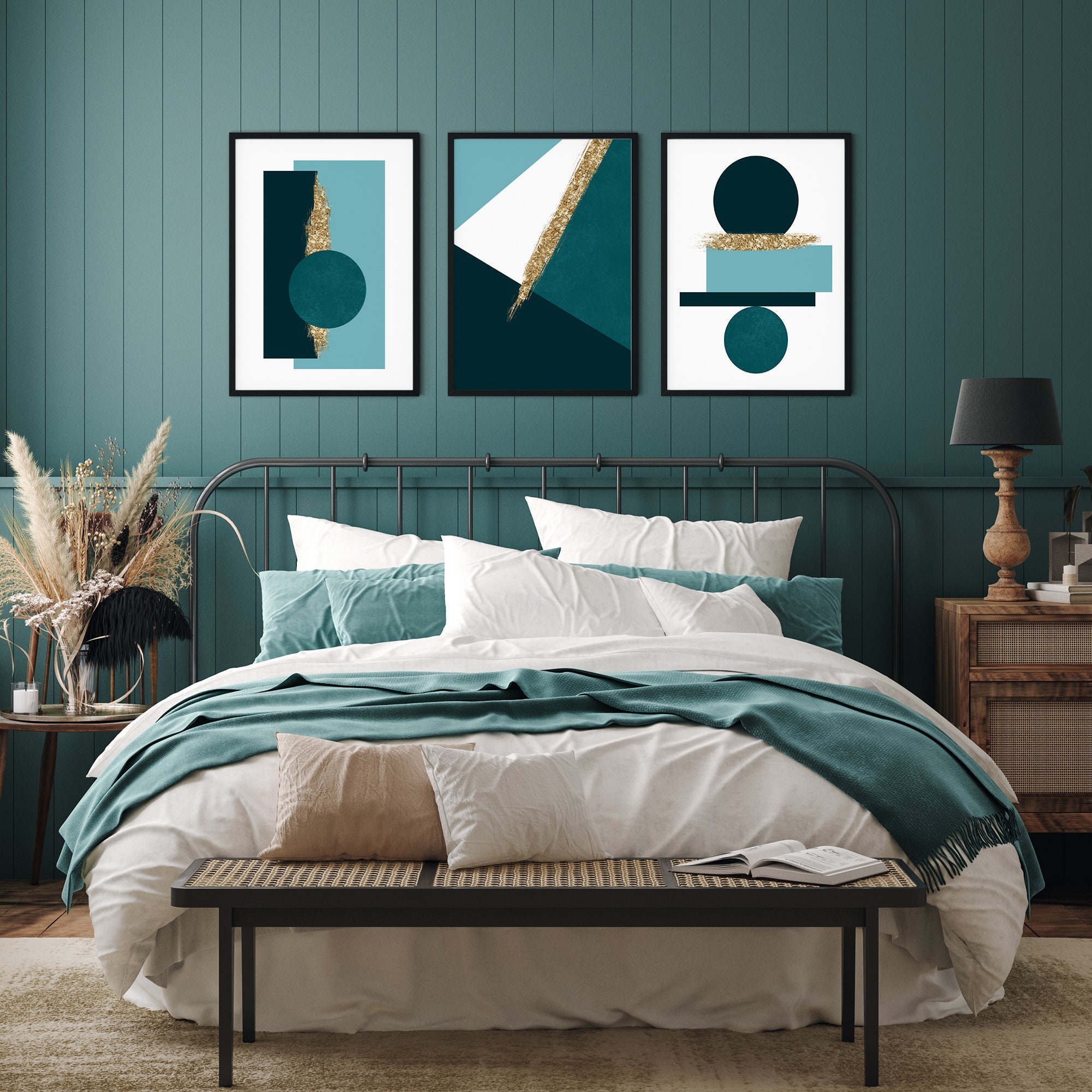 Teal and Gold Wall Art Teal Wall Art Teal and Gold Prints Etsy