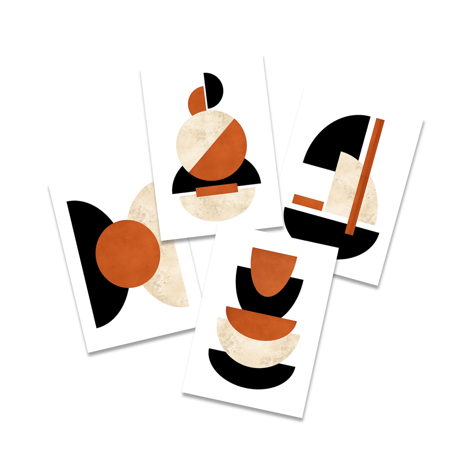 4pc Orange and Black Wall Art Modern Wall Art Print Set Etsy