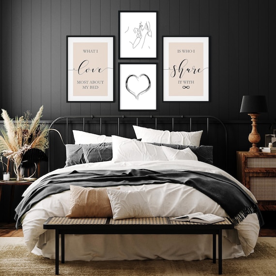 Black and Beige Bedroom Wall Art Natural Wall Decor Beige - Etsy