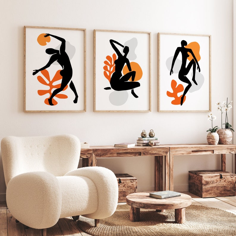 Orange Wall Art Black and Orange Decor Orange Art Orange Etsy