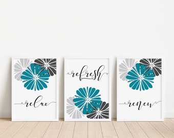 Teal Grey Bathroom - Etsy