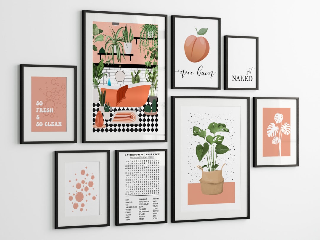8pc Peach Bathroom Decor, Peach Bathroom Printables, Peach Decor, Nice ...
