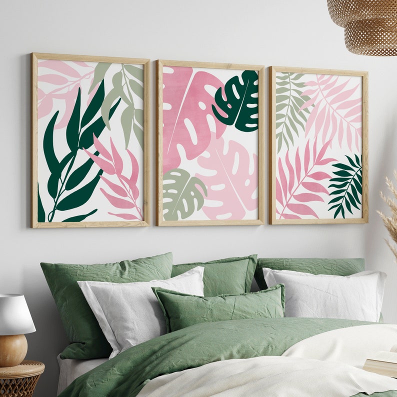 Sage Green and Pink Wall Art Pink and Green Print Pinks and Etsy