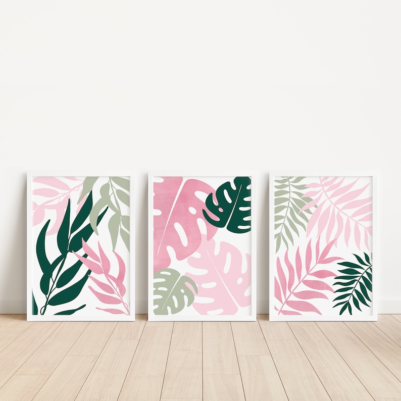Sage Green and Pink Wall Art Pink and Green Print Pinks and Etsy