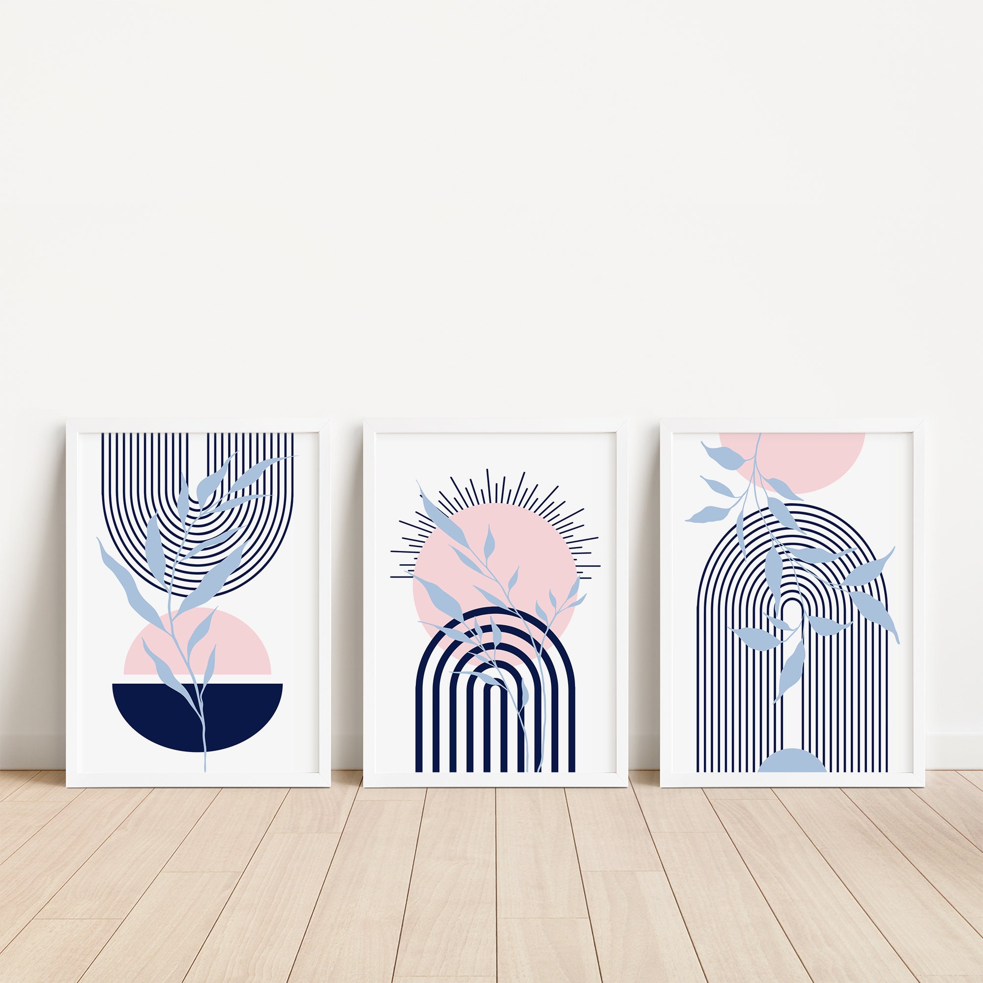 Navy Blue and Blush Pink Prints Navy and Pink Decor Etsy Australia