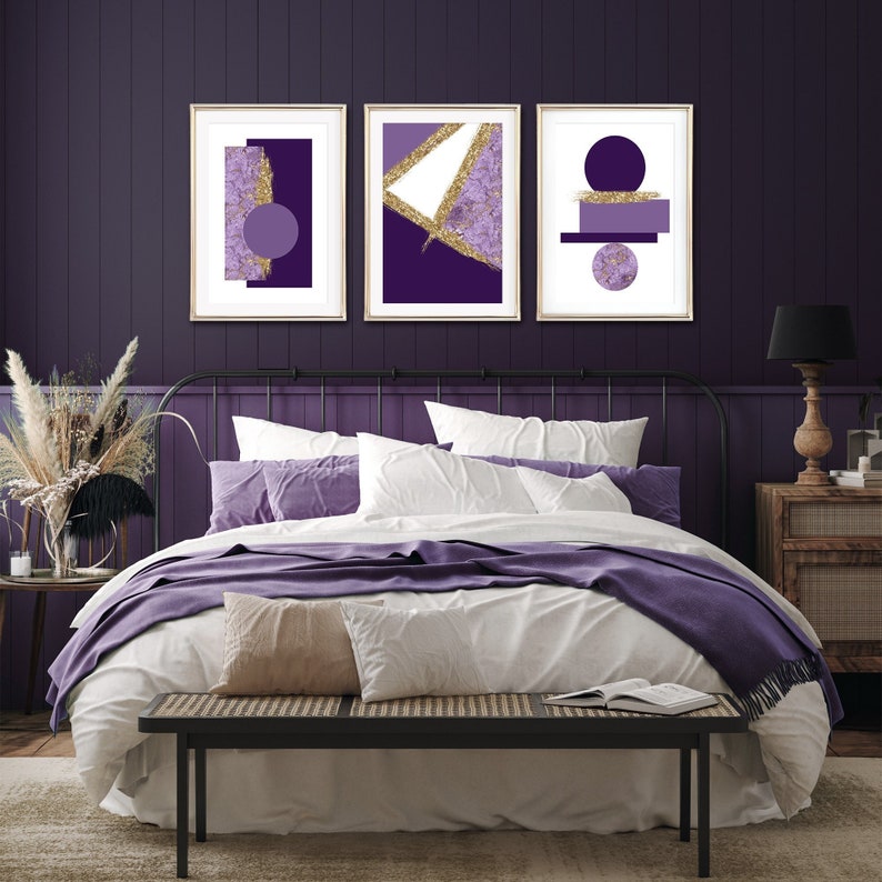 Purple and Gold Wall Art Purple Wall Art Purple and Gold Etsy