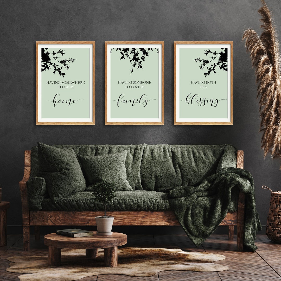 Set of 3 Family Quotes, Sage Green Wall Art, Family Quotes Wall Art ...