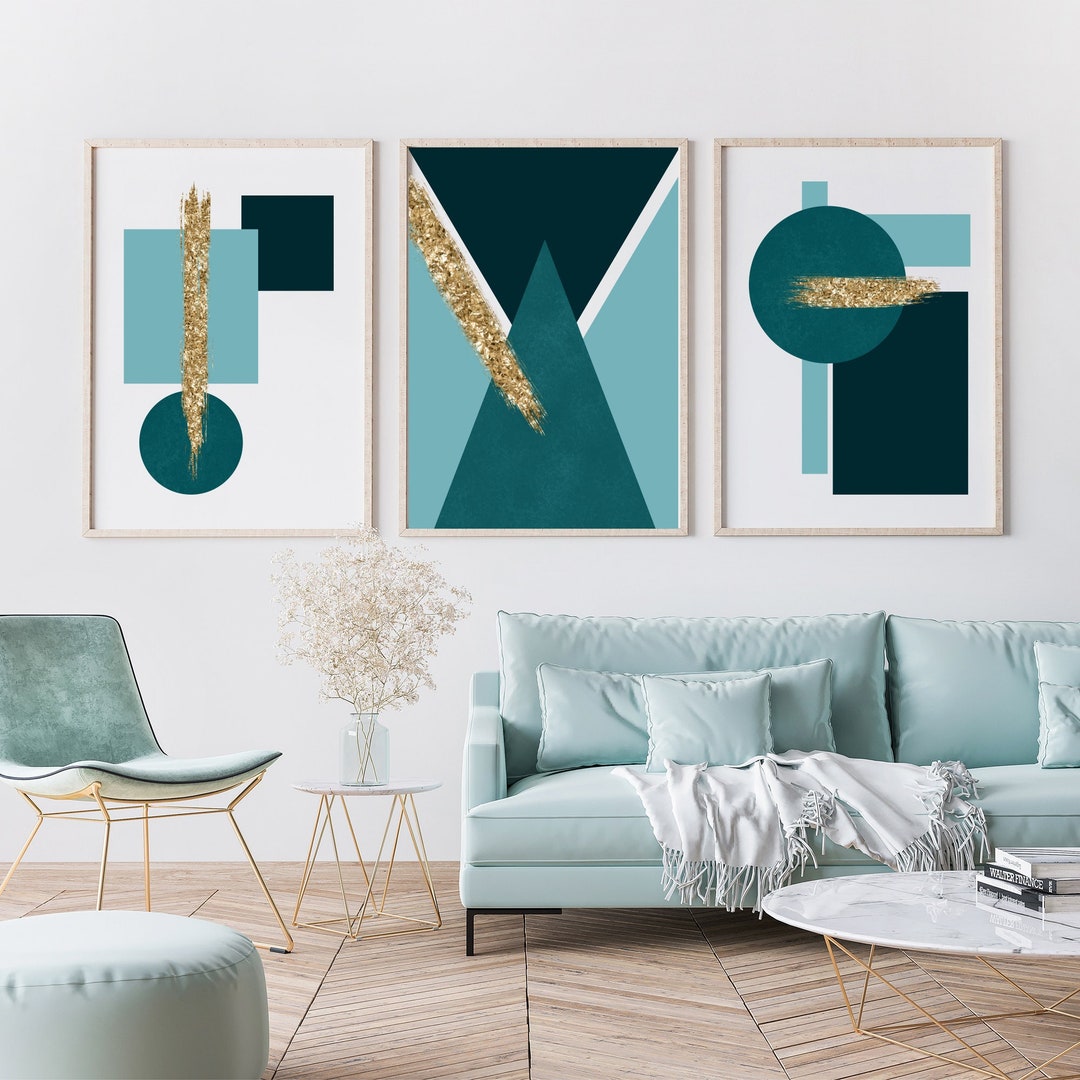 Teal and Gold Wall Art, Teal and Gold Prints, Teal Wall Art, Teal Gold