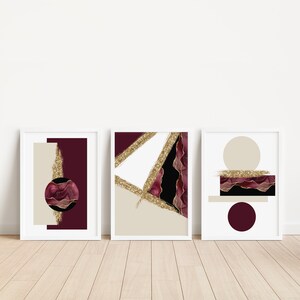 Burgundy and Gold Wall Art, Burgundy Wall Art, Wine Burgundy Art ...