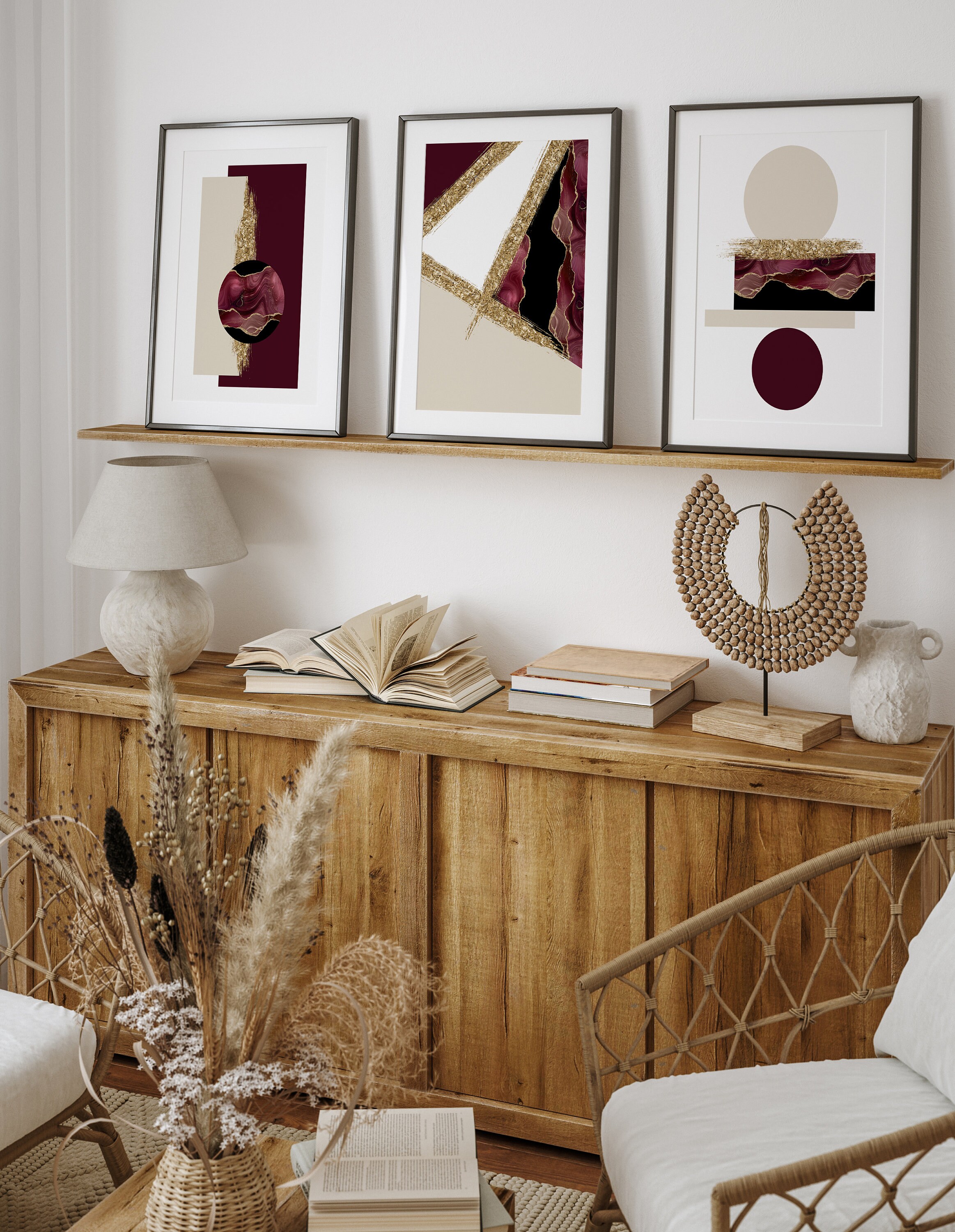 Burgundy and Gold Wall Art Burgundy Wall Art Wine Burgundy Etsy