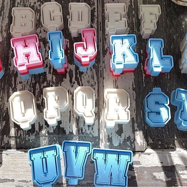 Moldes de silicona con letras del alfabeto para clips de ventilación Freshie para el coche, moldes para perlas aromáticas, velas y jabones, suministros Freshie