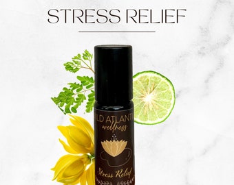 Stress relief essential oil blend, Ylang Ylang, Bergamot & Cedarwood roller bottle blend 10ml/ Miron Violetglass