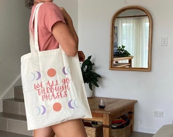 Yoga gift, Moon phases bag, Premium tote bag, Phases of the moon bag
