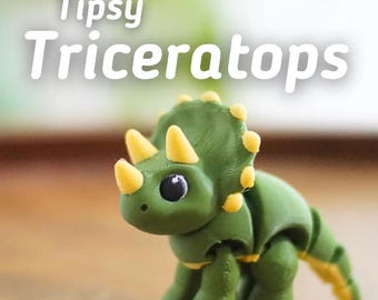 Triceratops Tipsy - Triceratops articulado para inquietarse - Animal de ludo - Llavero