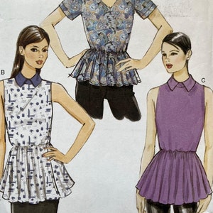 V9003 Very Easy Vogue Pullover Top With Peplum Sizes 14 - 22