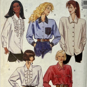 Vintage 90s McCalls 6109 Long Button-up Blouse Tops Size Medium