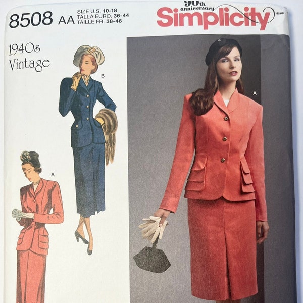 1940s Simplicity 8508 Reproduction Workwear Women's Suit Pattern Sizes 10 - 18