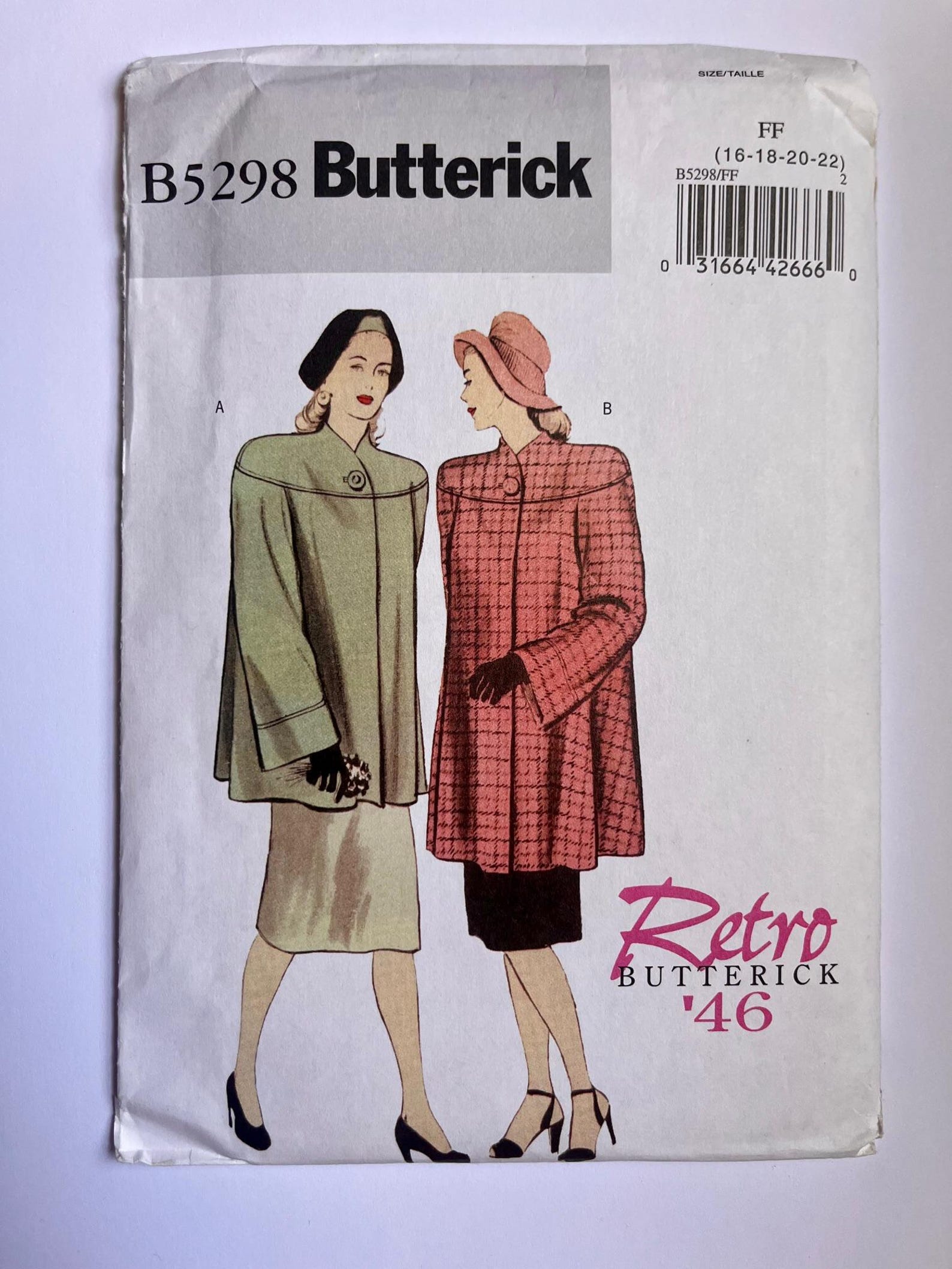 Easy Retro Butterick 5298 1940s Cape Coat Pattern Sizes 16 - 22 - Etsy