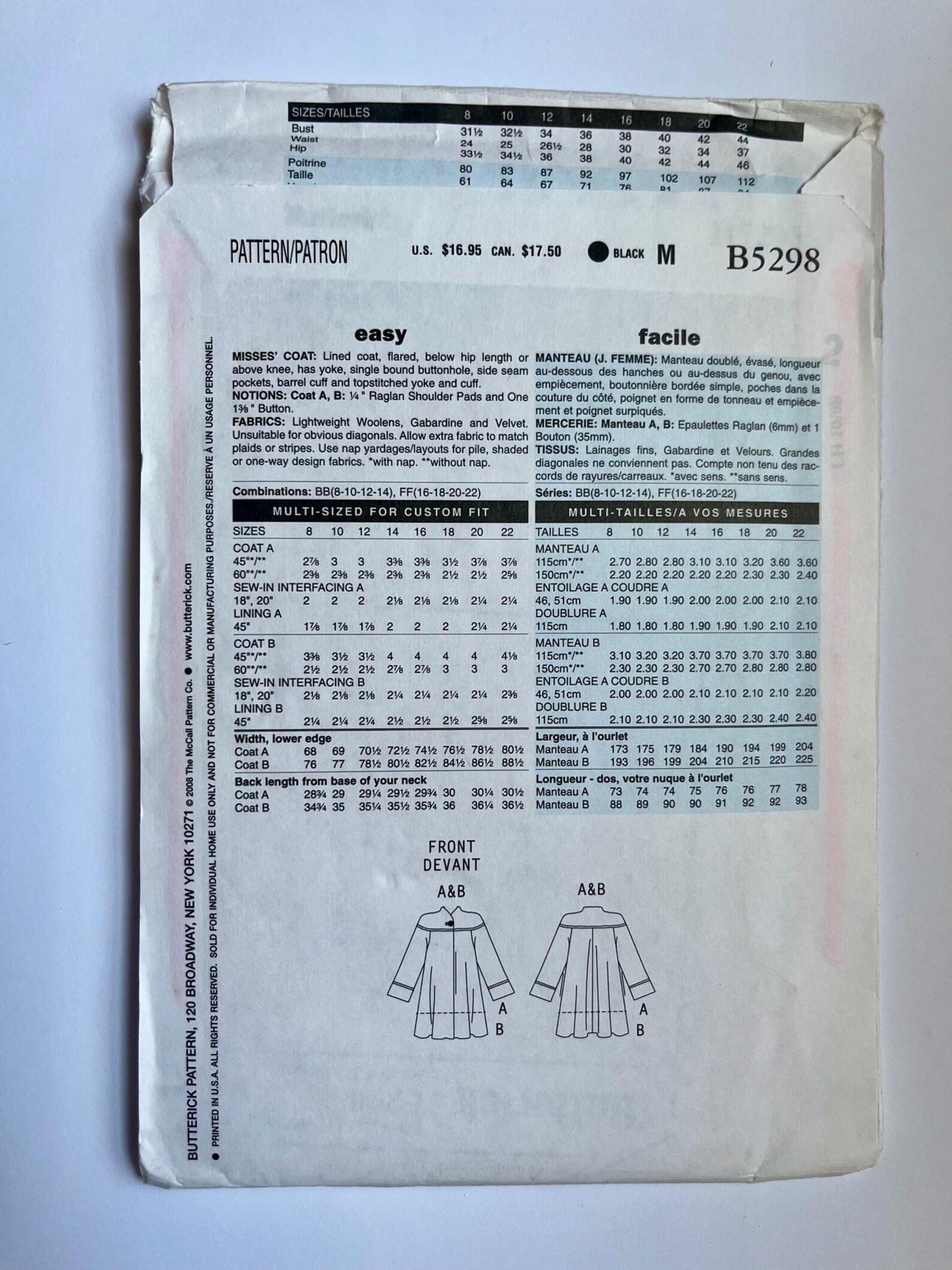 Easy Retro Butterick 5298 1940s Cape Coat Pattern Sizes 16 - 22 - Etsy