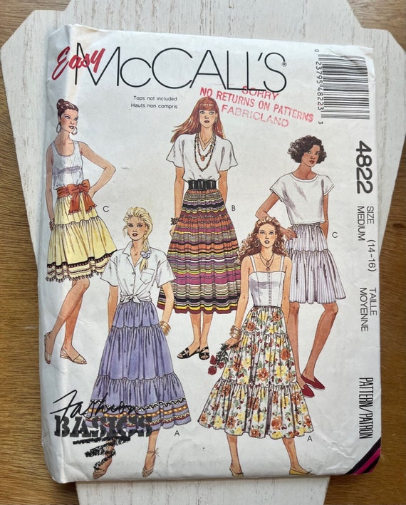 Easy Fashion Basics McCalls 4822 Vintage Midi Maxi Tiered Skirts Pattern
