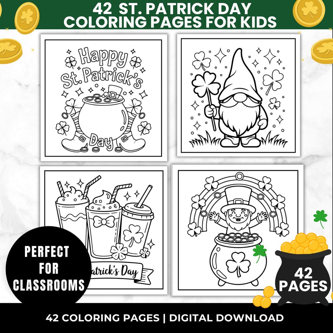 Printable St Patrick's Day Coloring Pages for Kids, Classroom St ...